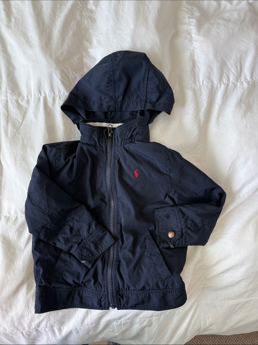 Toddler Boy Ralph Lauren Navy Hooded Jacket Size 3T *flaw*